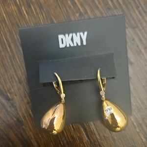 DKNY Shiny Gold Teardrop Earrings